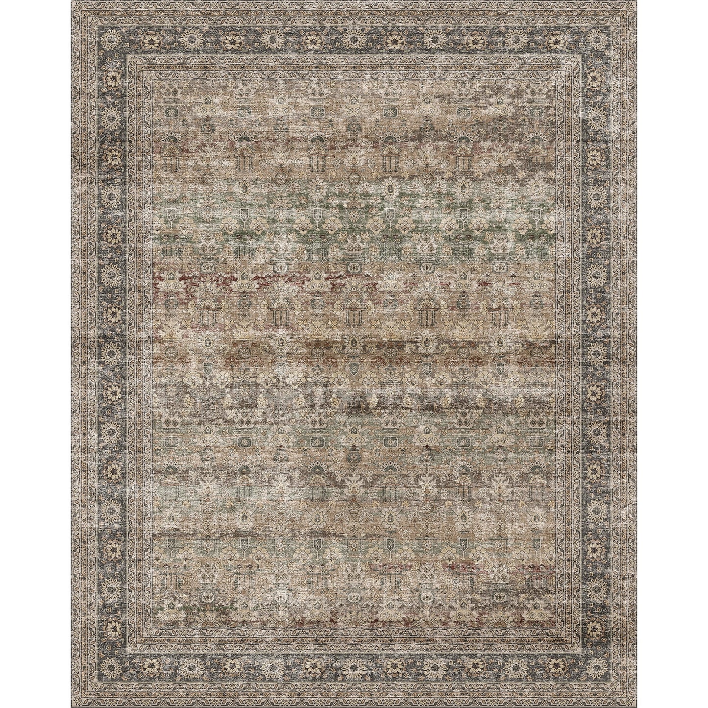 BERTHMEER Vintage Large Area Rugs 8’x10' Clearance for Living Room Bedroom Office Dining Room Farmhouse Brown Oriental Rugs Non Slip Traditional Distressed Rugs