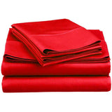 Bedding Series 600 Thread Count 100% Long Staple Cotton King Size 4 Piece Sheet Set Fit 15" Inch to 18" Inch Deep Pocket Red Solid Color