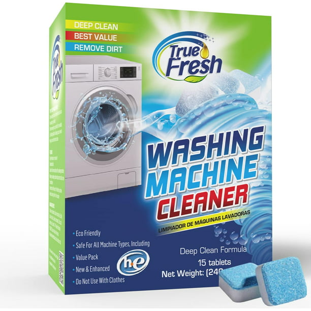 True Fresh Washing Machine Cleaner Tablets 15 Pack - Washer Cleaner - Finally Clean All Wash Machines Including HE Front Loader Top Load