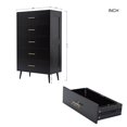 Dranite 5-Drawer Dresser Chest, Modern Storage Cabinet with Metal Legs and Gold Handles, Ash Wood Finish