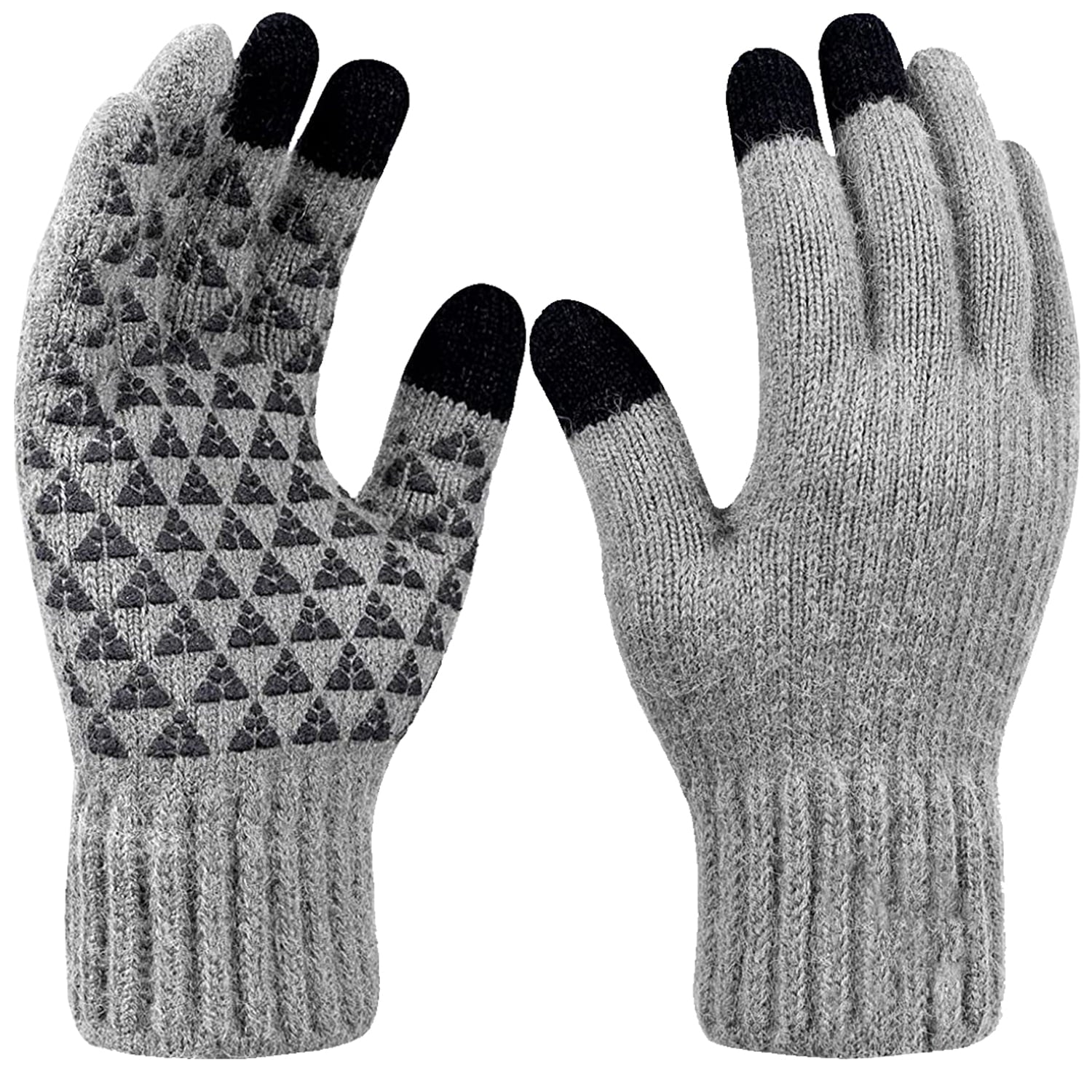 Irene Winter Gloves Men Women Touch Screen Glove Cold Weather Warm Gloves Workout Gloves Running Cycling Training Knit Gloves, Bluish Gray (Medium)
