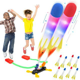 Terra Rocket Launcher for Kids, Outdoor Duel Game Foam Jump Rocket Launcher Toy with 8 Flashing Foam Rockets for 5, 6, 7, 8 Ages Boys or Girls Birthday Toy & STEM Gifts