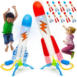 Terra Rocket Launcher Toy for Kids 3-5 6 7 8-12 Year Old Shoot Up to 100 Feet 10 Colorful Luminous Rockets Refills Air Stomp Launchers Toys Fun Outdoor Toys Festivals Gifts for Boys and Girls