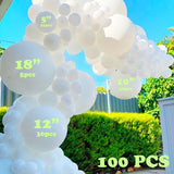 Riley White Latex Balloons Garland Kits - 100 Piece 18", 12", 10", 5" Balloons Arch Column With Ribbon Perfect For Engagement Party Decoration