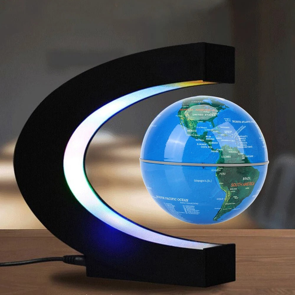 Magnetic Levitation Floating World Map Globe with C Shape