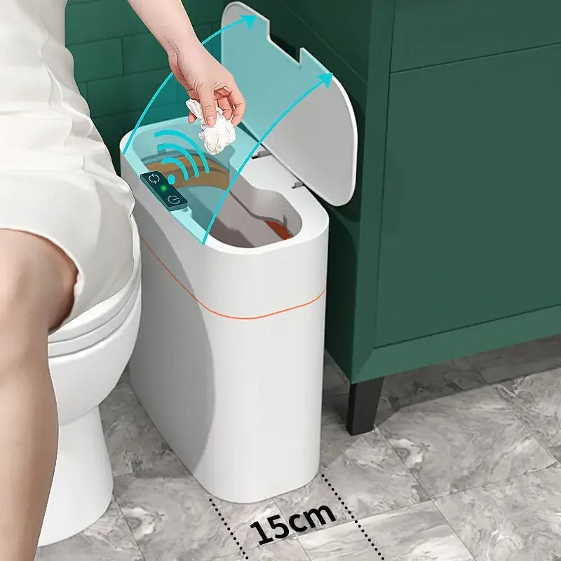 EvoFine Smart Automatic Induction Trash Can – Touchless Electric Food Waste Disposer with Quiet Lid