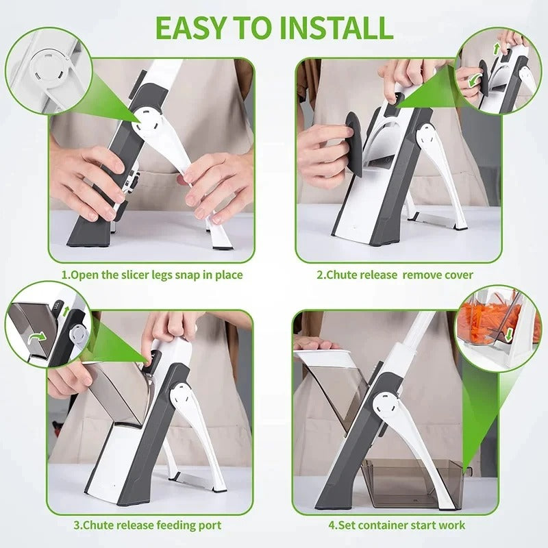 5-in-1 Manual Vegetable Cutter – Multifunction Slicer, Chopper, Shredder & French Fry Maker