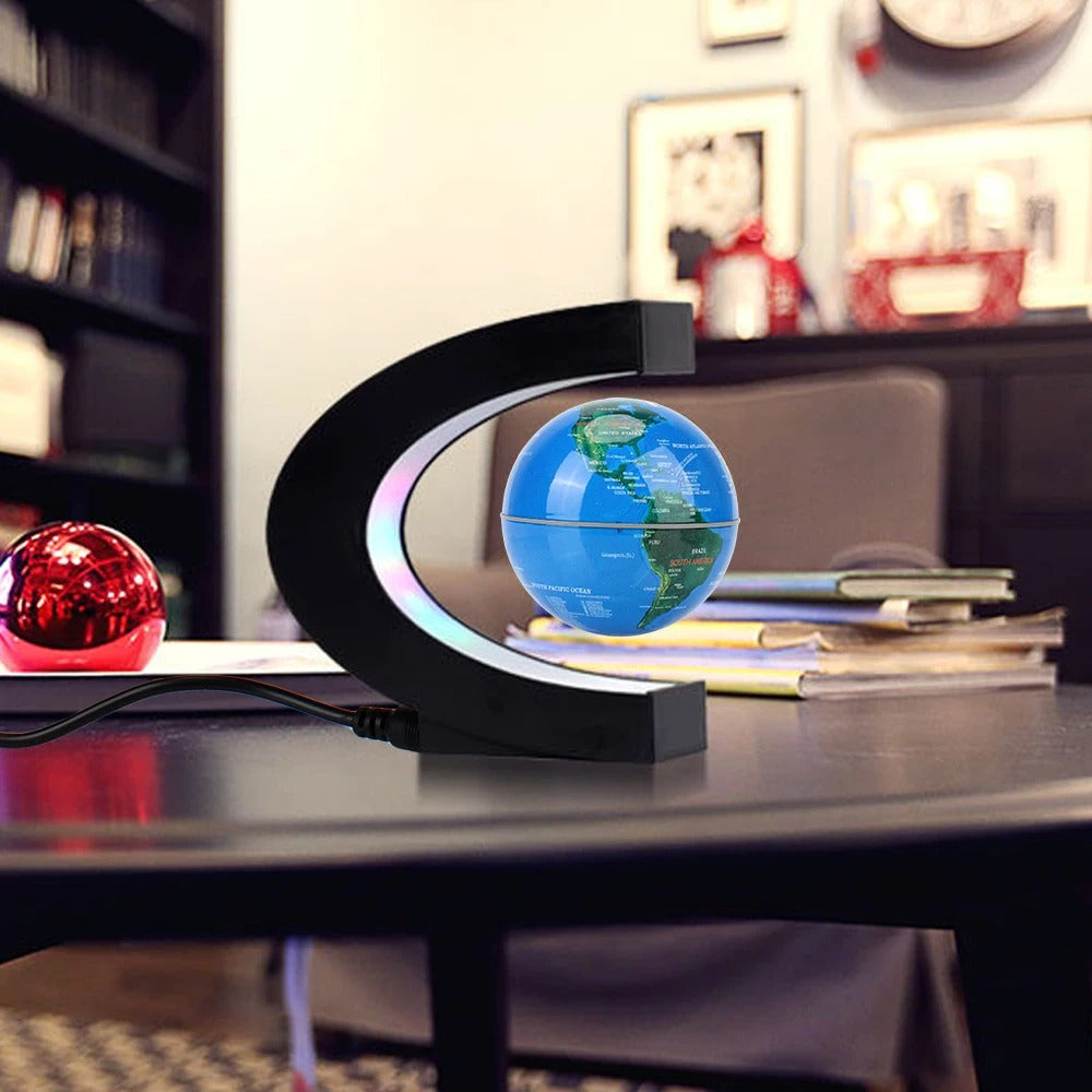 Magnetic Levitation Floating World Map Globe with C Shape