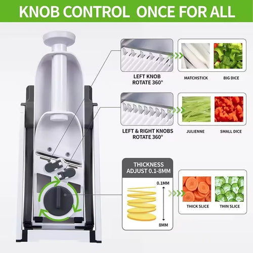 5-in-1 Manual Vegetable Cutter – Multifunction Slicer, Chopper, Shredder & French Fry Maker