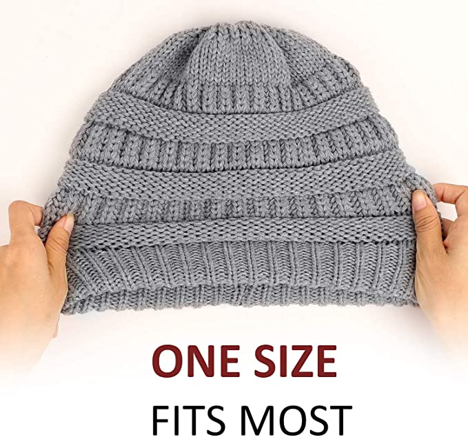 Winter Hats for Women Slouchy Beanie Knit Hat, Lined Cable Thick Chunky Cap Mens Soft Slouchy Warm Hat