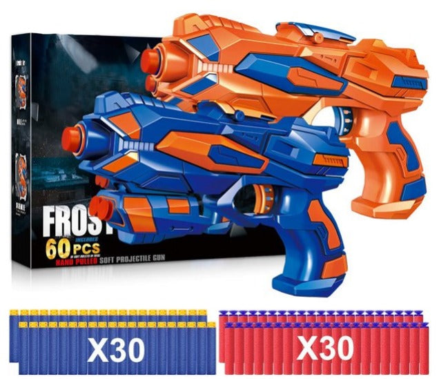 2 Pack Blaster Guns Toy Guns for Boys with 60 Pack Refill Soft Foam Darts for Kids Birthday Gifts Party Supplies Hand Gun Toys for 6+ Year Old Boys - Blue & Orange