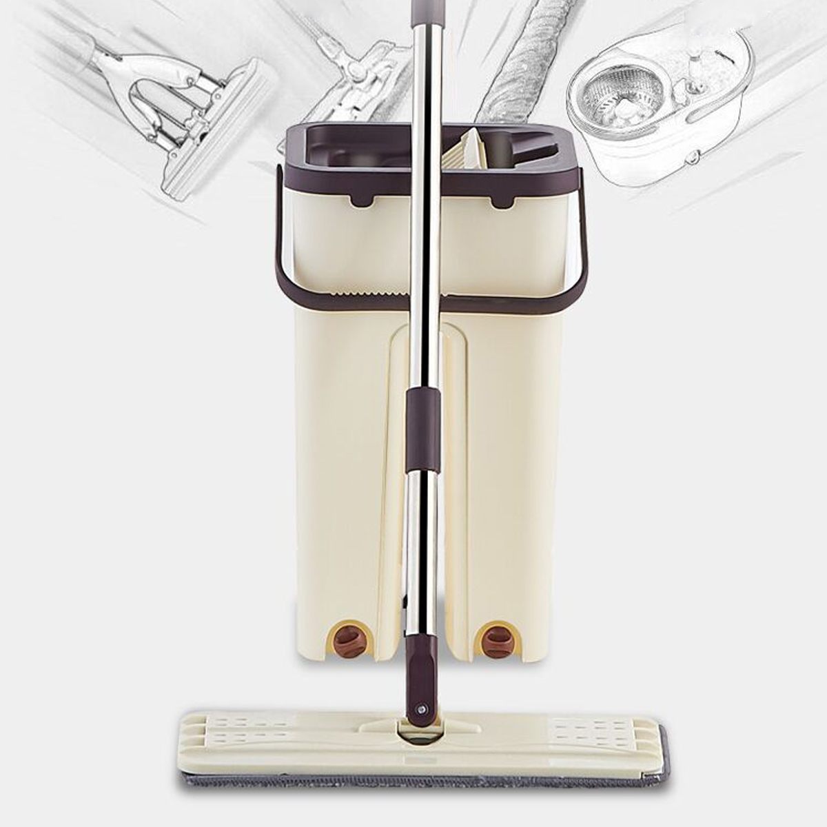 4 in 1 Multi Functional Flat Floor Mop and Bucket Set Floor cleaner EvoFine 