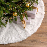 48 Inch Faux Fur Christmas Tree Skirt White Plush Skirt for Merry Christmas Party Christmas Tree Decoration
