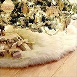 48 Inch Faux Fur Christmas Tree Skirt White Plush Skirt for Merry Christmas Party Christmas Tree Decoration