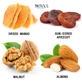 4 Variety  Nuts & Dried Fruit  Wooden Gift Box - Holiday Snack & Dessert Platter with Almonds, Walnut, Apricot & Mango - Gifts for Christmas, Thanksgiving, Birthday, Family, Parents, Grandparents, Veterans