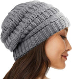 Winter Hats for Women Slouchy Beanie Knit Hat, Lined Cable Thick Chunky Cap Mens Soft Slouchy Warm Hat