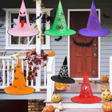 EvoFine Halloween Glowing Witch Hats, 6Pcs Hanging String Lights Decorations for Indoor & Outdoor 10LED 3.7Ft/Piece Battery Operated Color LED for Patio Yard Tree Party Decor (6 Style Pattern)