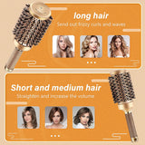 Boar Bristle Round Hair Brush, Ceramic Ionic Salon Pro Comb Styling Hairbrush for Men and Women, 45mm