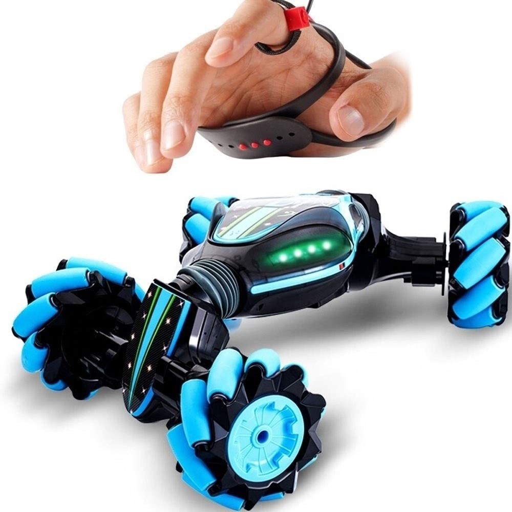 Gesture Sensing Remote Control Stunt Car -Blue, Wireless RC Stunt Toy Car With Wrist Control Watch & LED Light, RC Vehicle Toy Off-road & Sports Status For Any Terrain, For Children.