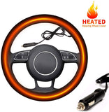 Heated Steering Wheel Cover, 12V Auto Steering Wheel Black Protector Cover with Heater- 15 Inch
