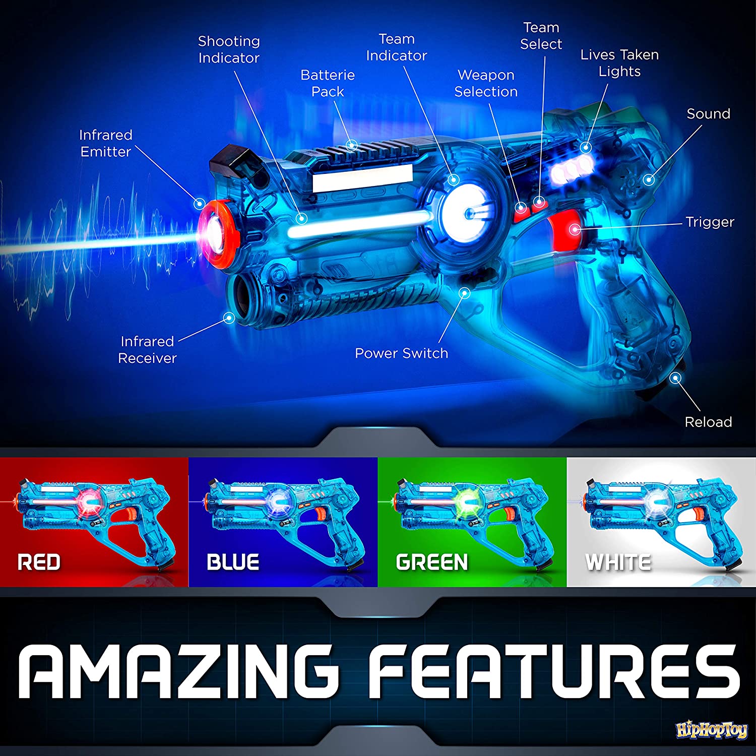 Kids Laser Tag Gun Game with Flying Toy Drone Target, Infrared Lazer Shooting Game for Children with Fun LED Effects, Sounds, and 4 Gun Modes, Best Gift for Boys Ages-(5 to 10)