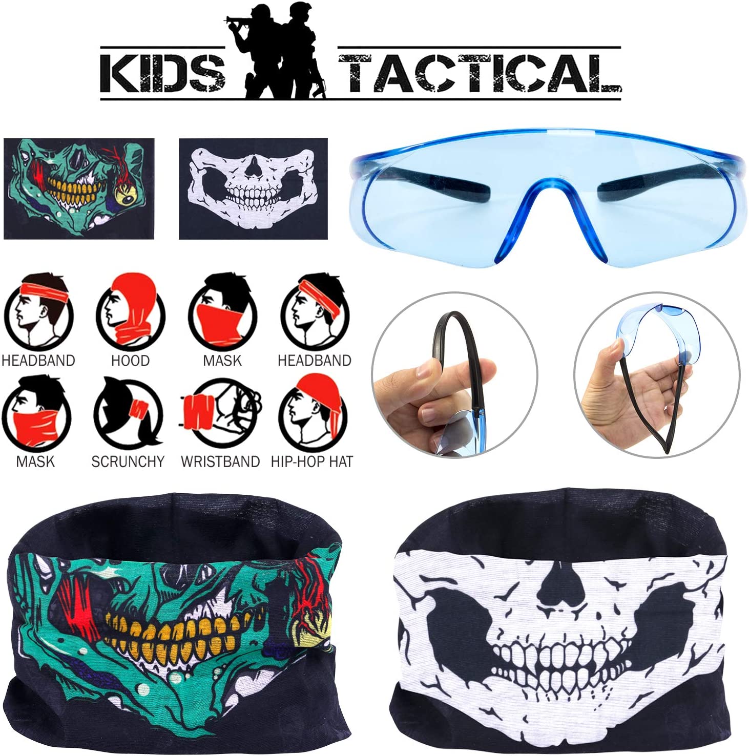 Kids Tactical Vest Kit 2 Pack Compatible with Nerf Guns N-Strike Elite Series with 120 Pcs Refill Darts, 2 Reload Clips, 2 Face Masks, 2 Wrist Bands, 2 Dart Pouchs, 2 Protective Glasses