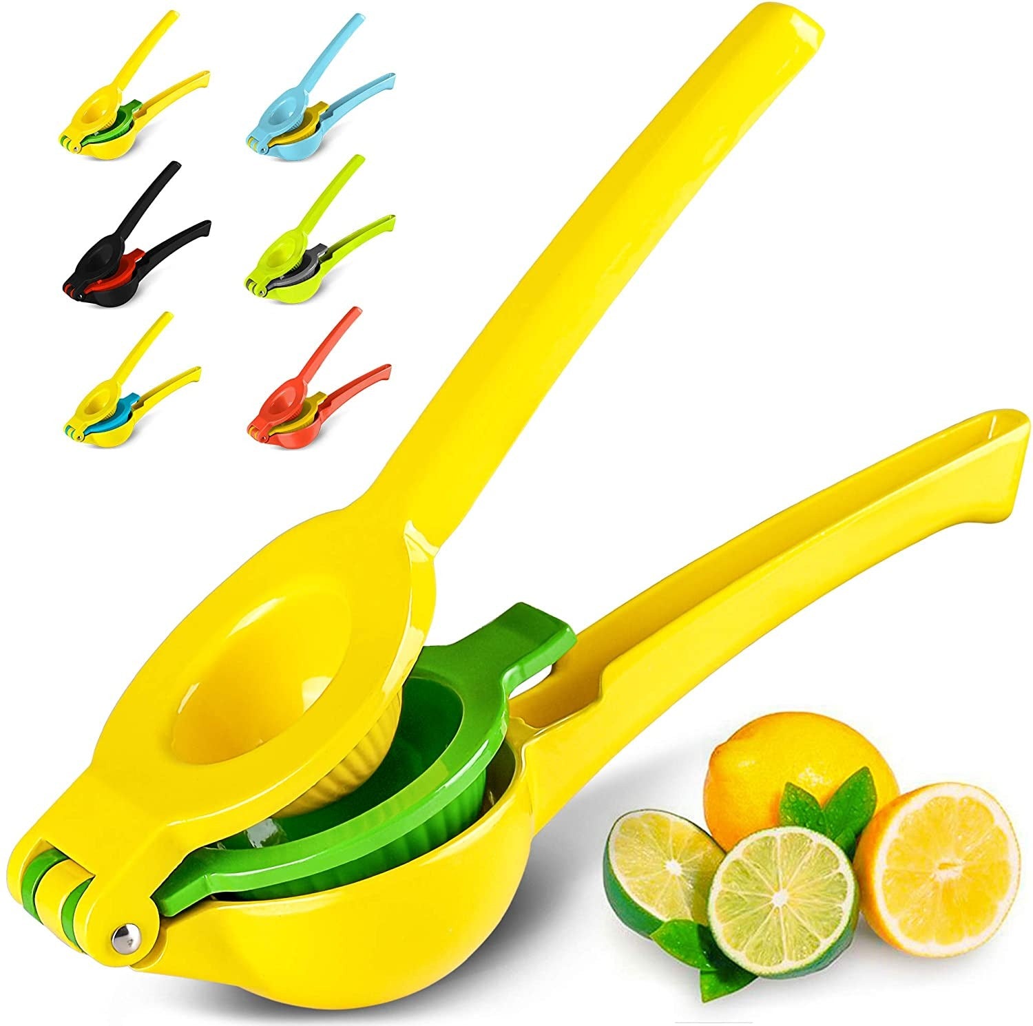 Lemon Lime Squeezer - Manual Press Citrus Juicer For Squeeze Freshest Juice - Yellow + Green