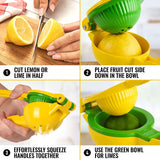 Lemon Lime Squeezer - Manual Press Citrus Juicer For Squeeze Freshest Juice - Yellow + Green