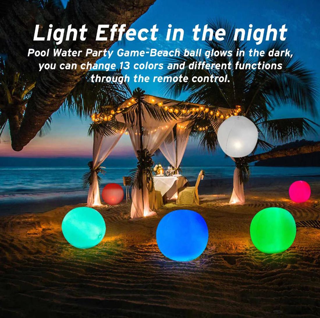 Floating Inflatable Beach Ball Inflatable Glowing Ball RGB Color Changing LED Swimming Pool Light