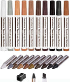 Furniture Repair Kit Wood Markers - Set of 12 - Markers and Wax Sticks with Sharpener Kit, for Stains, Scratches, Wood Floors, Tables, Desks, Carpenters, Bedposts