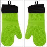 Oven Mitts and Pot Holders Heat Resistant Silicone Oven gloves Sets with Quilted Soft Liner gloves, for Kitchen, Baking, Grill and BBQ-Green 2 Pack