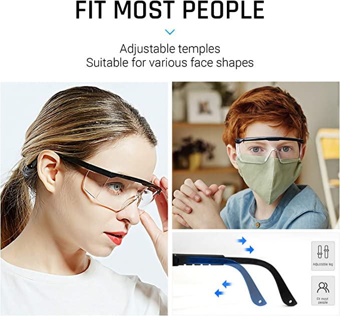 Safety Glasses Industrial Goggles with Anti-fog Lens, Clear Safety glasses with Anti-Scratch Lens Goggles Inside Eyeglasses