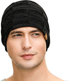 Slouchy Beanie for Men - Black, Winter Hats for Guys Cool Beanies Men's Lined Knit Warm Thick Skully Stocking Beanie Hat