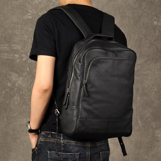 Black Genuine Leather Backpack Backpack EvoFine Default Title 