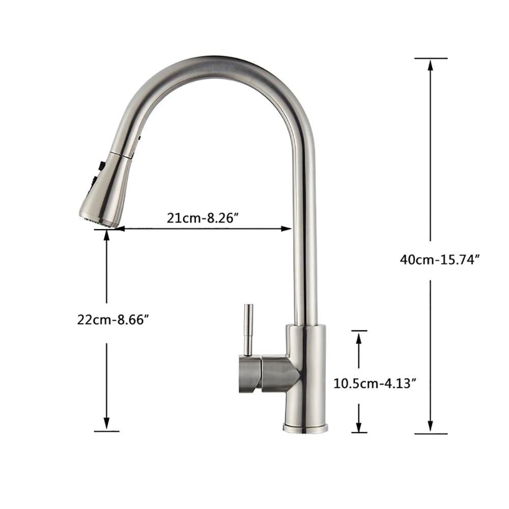 Brushed Nickel Kitchen Faucet with Pull Down Sprayer, Kitchen Sink Faucet Mixer Tap shower head EvoFine 