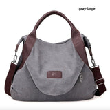 Casual Women's Canvas Leather Shoulder Handbag Evofine gray-large 
