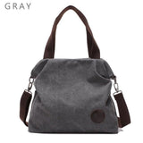 Casual Women's Canvas Leather Shoulder Handbag Evofine Gray-small 