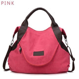 Casual Women's Canvas Leather Shoulder Handbag Evofine Pink-large 