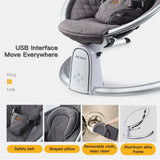 EvoFine Baby Swing for Infants, Electric Baby Bouncers with Bluetooth and Five Gear baby swing EvoFine 