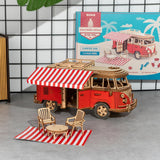 Friction Powered Cars Camper Van Wooden Puzzle 3D Miniature Car Model with Furniture Kit Gift Toys for Boys toys EvoFine 