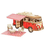 Friction Powered Cars Camper Van Wooden Puzzle 3D Miniature Car Model with Furniture Kit Gift Toys for Boys toys EvoFine 