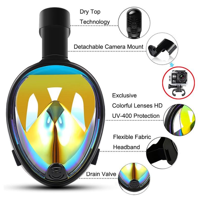 Full Face Snorkeling Mask with Detachable Camera Mount Snorkel Mask EvoFine 