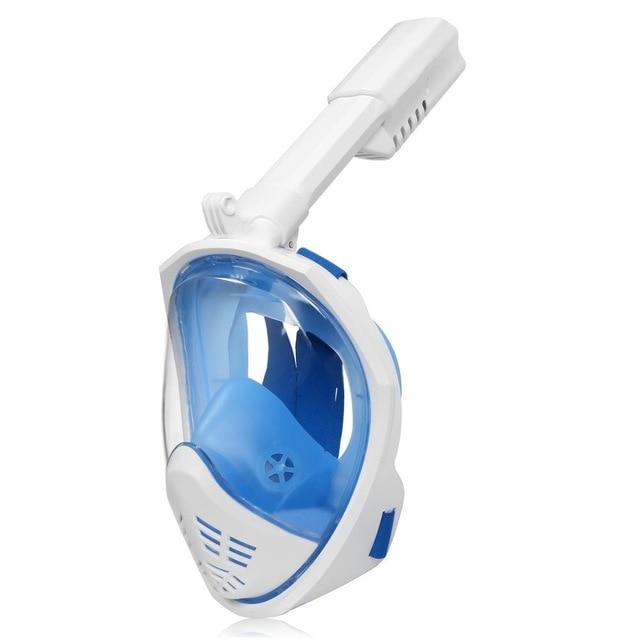 Full Face Snorkeling Mask with Detachable Camera Mount Snorkel Mask EvoFine Blue white S/M 