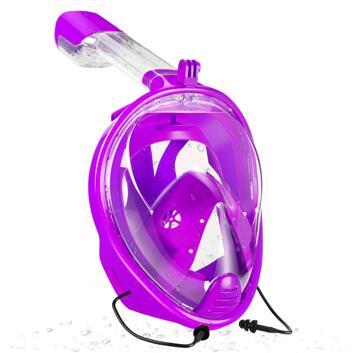 Full Face Snorkeling Mask with Detachable Camera Mount Snorkel Mask EvoFine Purple S/M 