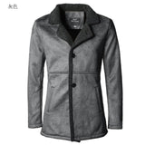 Long Leather Jacket Evofine Grey S 
