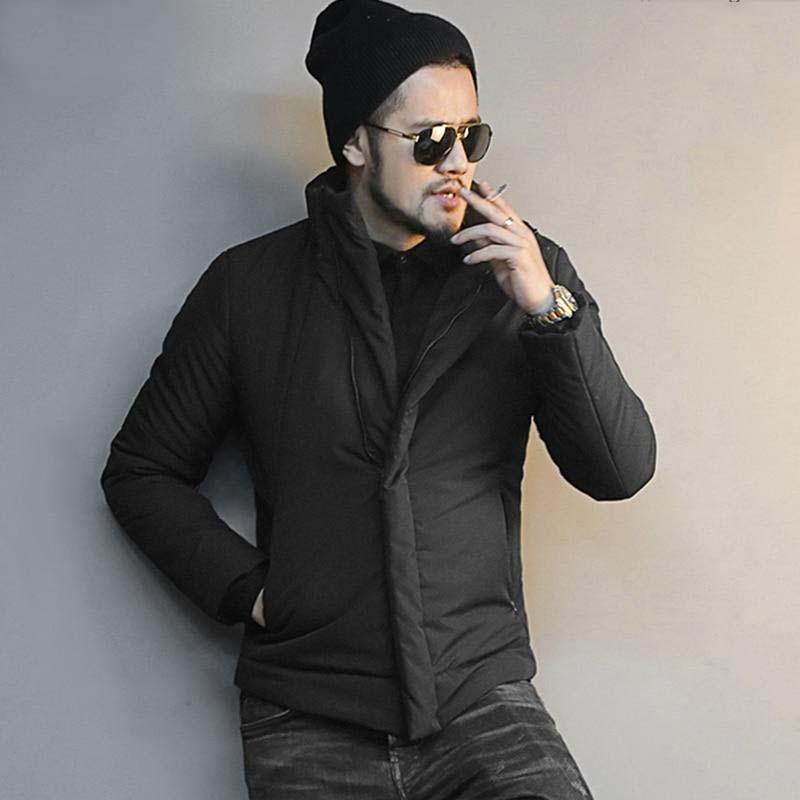 Men Winter Jacket Fashion Black Cotton Collar Coat Winter Jacket EvoFine XXL 