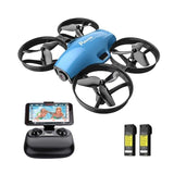 Mini Drone for Kids and Beginners with Camera, Easy to Fly Portable 720P RC FPV Drone Drone EvoFine Blue 2 Battery 