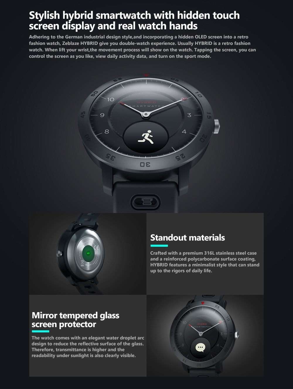 Multisport hybrid Smartwatch, Heart Rate Blood Pressure Monitor Smart Watch Smartwatch EvoFine 