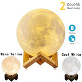 Night Light 3D Print Moon Lamp Rechargeable Night Lamp EvoFine 2 Colors 15cm 