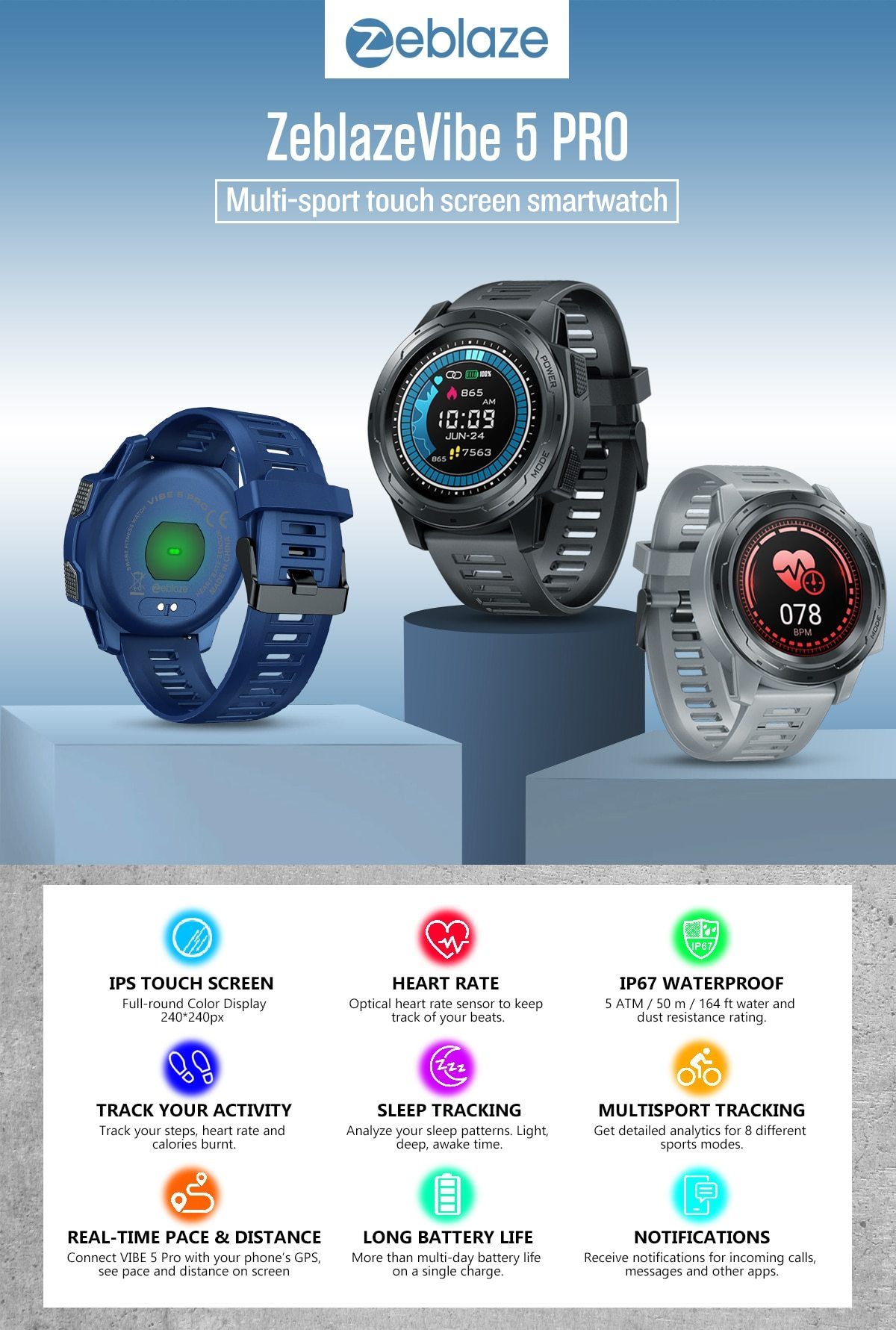 PRO Touch Screen Waterproof Smartwatch for Men, Heart Rate Multi-sports Tracking smart watch Smartwatch EvoFine 